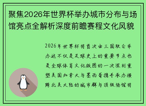 聚焦2026年世界杯举办城市分布与场馆亮点全解析深度前瞻赛程文化风貌